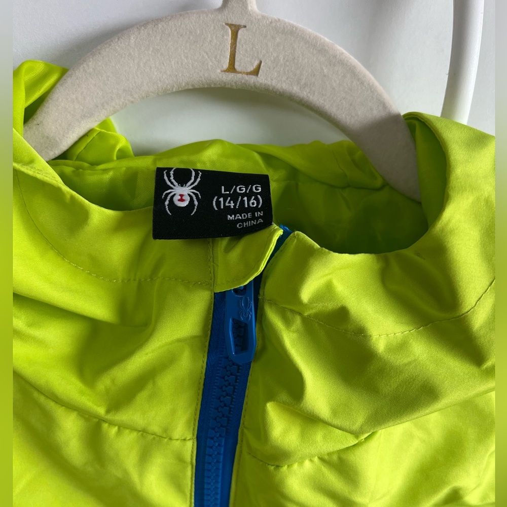 Spyder Neon Yellow and Blue Jacket boys Large - Picture 3 of 4